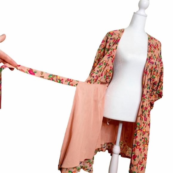 FARM Rio RARE Pink Wrap Tie Dress Mango Tropical - Picture 15 of 16